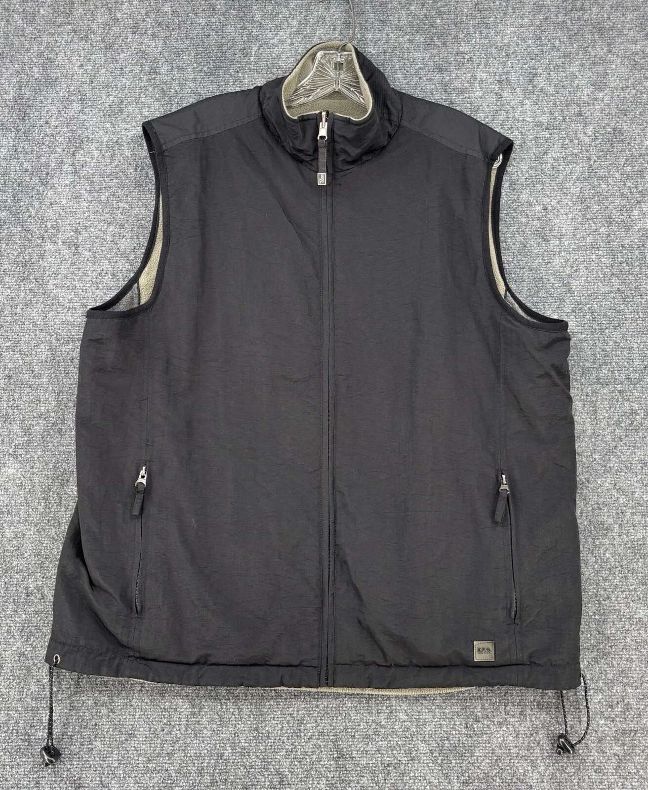 Izod PerformX Reversible Vest Men’s L Black Tan Pockets Outdoor Classic Gorpcore
