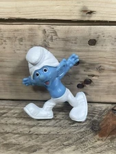 The Smurfs Clumsy 2013 Figure McDonald's 3” Arms Out Bow Peyo 80s Cartoon TV Toy