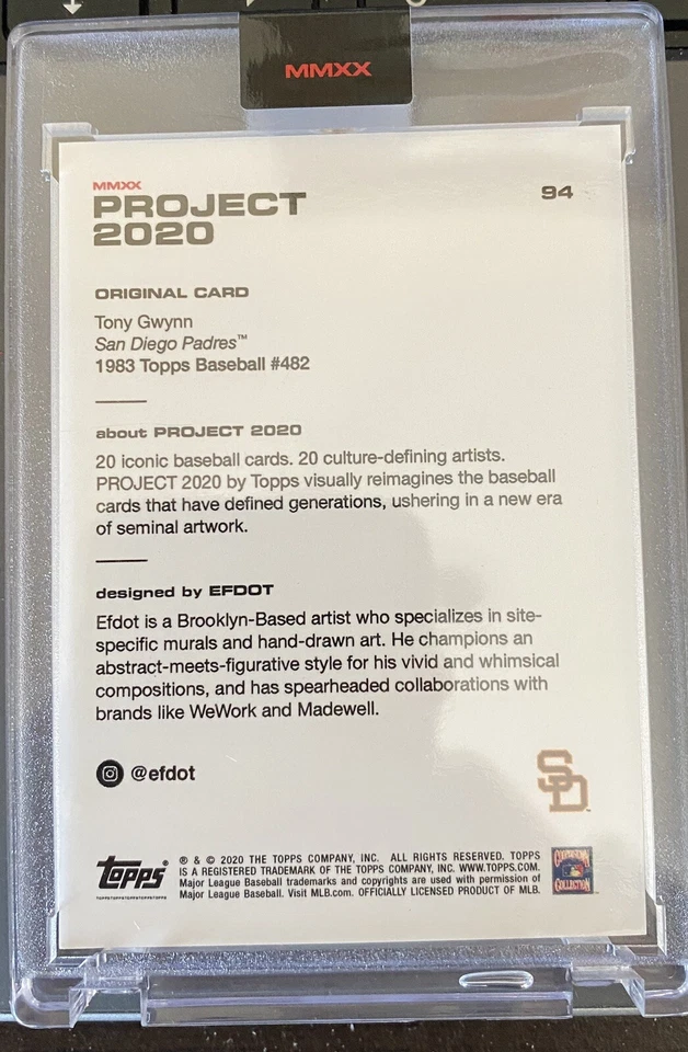 Topps Project 2020 - 1983 Tony Gwynn #94 - by Efdot - In hand, with box HOF - Image 2 of 3