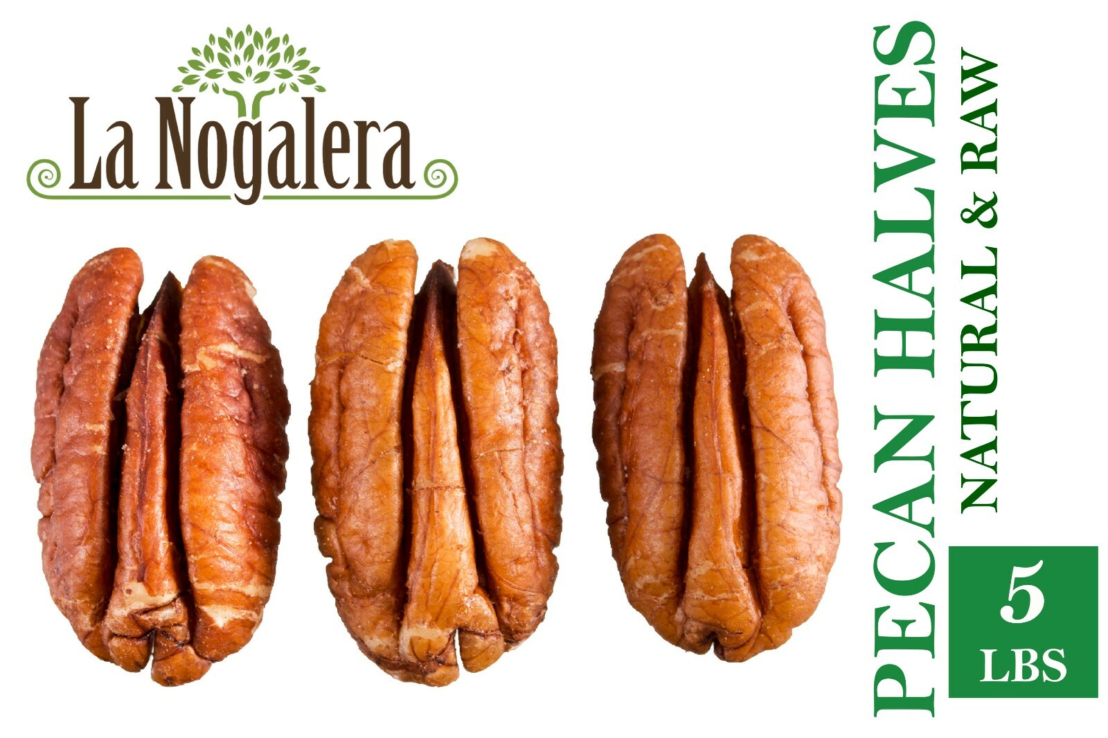 Shelled pecan nuts in 5lbs Vacuum sealed bag, Natural, Chopped or