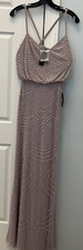 Adrianna Papell Women's Beaded Long Dress Mauve Size 2   E2