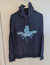 Care Bears Grumpy Hoodie Womens Size M Blue Pullover 2008 Rare Logo