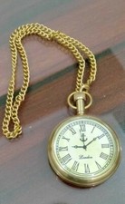 Nautical Antique Vintage Maritime Gold Brass Long Key Chain 2" Pocket Watch