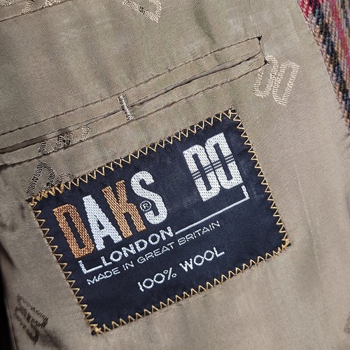 Blazer DAKS 42 R Marrón Vintage Audaz Cuadros Chaqueta Lana Tartán Cuadros Codo Parche - Imagen 12 de 17