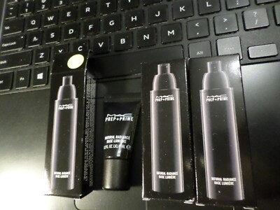 3 X MAC PREP+PRIME NATURAL RADIANCE * RADIANT YELLOW * TRAVEL SIZE NIB 0.2oz 6ml