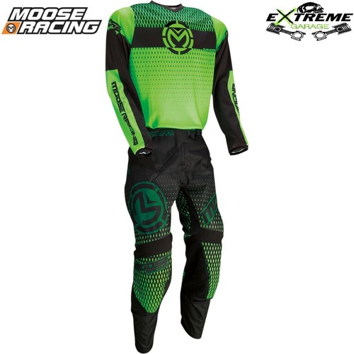 COMPLETO TUTA VERDE NERA MOOSE RACING MOTO CROSS ENDURO TAGLIA S 48  KAWASAKI | eBay