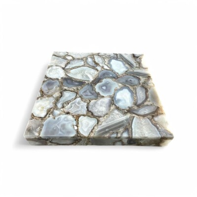 Handmade Square Gray Agate Coffee Table   Unique Home Decor, Natural Stone table