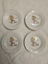 Vintage Children's Porcelain Tea Set Plates Girl with Watering Can Japan set-4