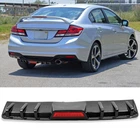 Rear Bumper Diffuser Spoiler Lip w/LED Tail Brake Light For Honda Civic 9th Gen