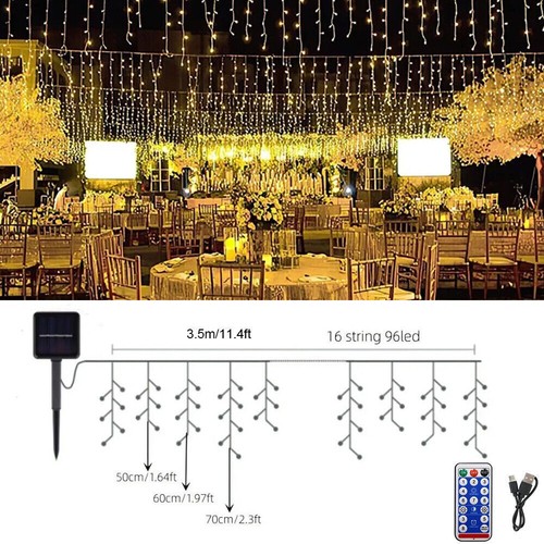 96/216 LEDs Curtain Icicle Lights Wedding Party LED Fairy Christmas Outdoor US - Picture 14 of 28