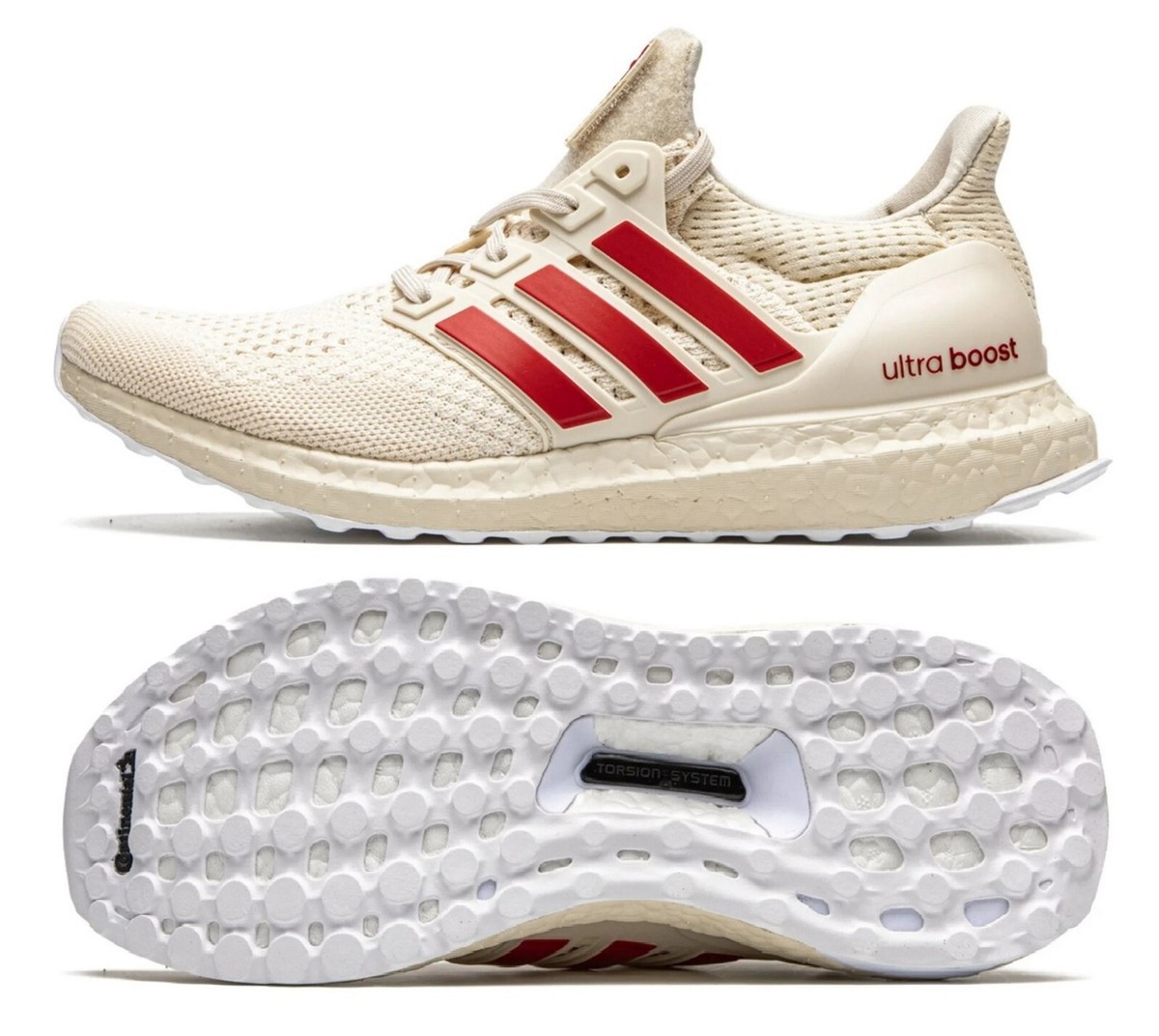 NEW Adidas UltraBoost 1.0 NCAA Indiana Men Shoes, Oatmeal/Red