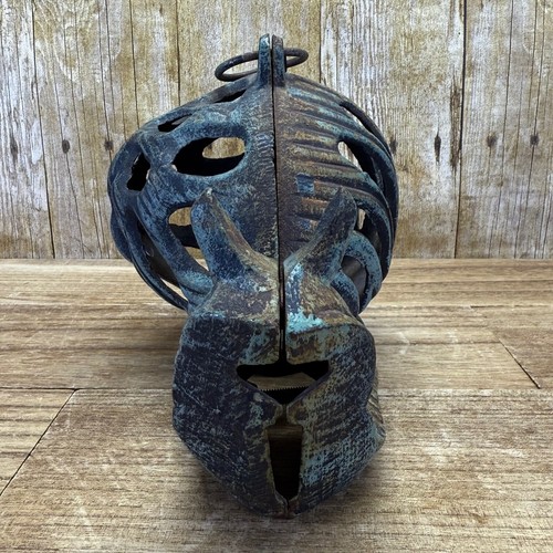 6" Tall Cast Iron Snail Hanging Garden Tea Lantern Candle Holder Japanese 10" L - Picture 7 of 12