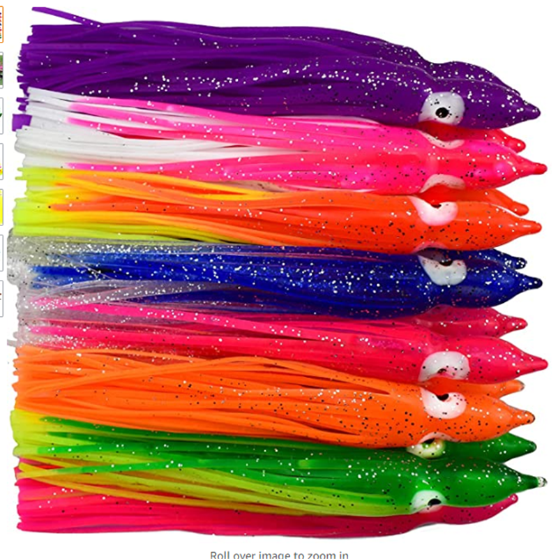 50pc Soft Squid Skirt Fishing Lure for Trolling Bait Hoochies Octopus Skirt