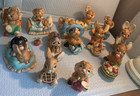 12 Pendelfin Rabbits Made In England Hand Painted Stonecraft Bunny Figurines Vtg