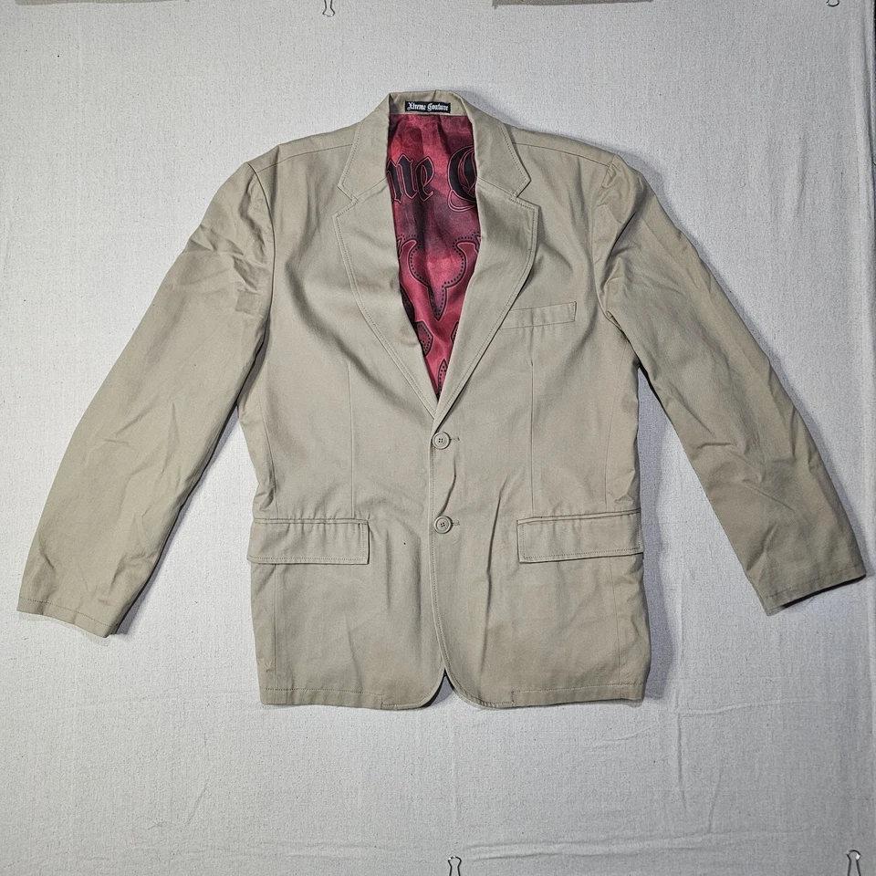 Chaqueta De Colección Y2K XTREME COUTURE Hombres Caqui Blazer Abrigo Deportivo Talla Mediana 40-42 Foto 3 de 4