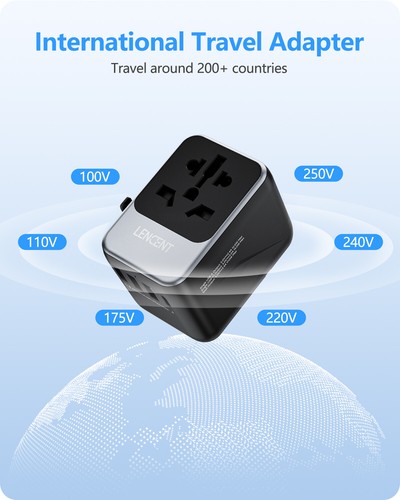 LENCENT 5 in 1 Universal International Travel Plug 4 USB Power Adapter Worldwide - Picture 4 of 8