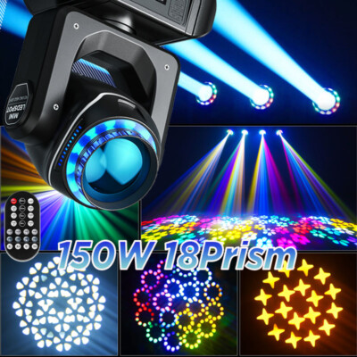 150W LED 18Prism Moving Head Light Beam Stage DMX Spot Disco Party DJ Lighting