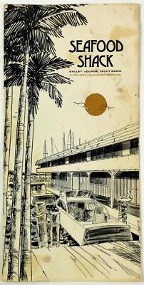 絵画 シーフード レストラン 1970's Vintage Large Menu SEAFOOD SHACK Restaurant Yacht Basin