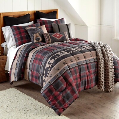 Donna Sharp Canoe Trip Comforter 3- Pc Set Southwestern Lodge Cozy Cabin Bear