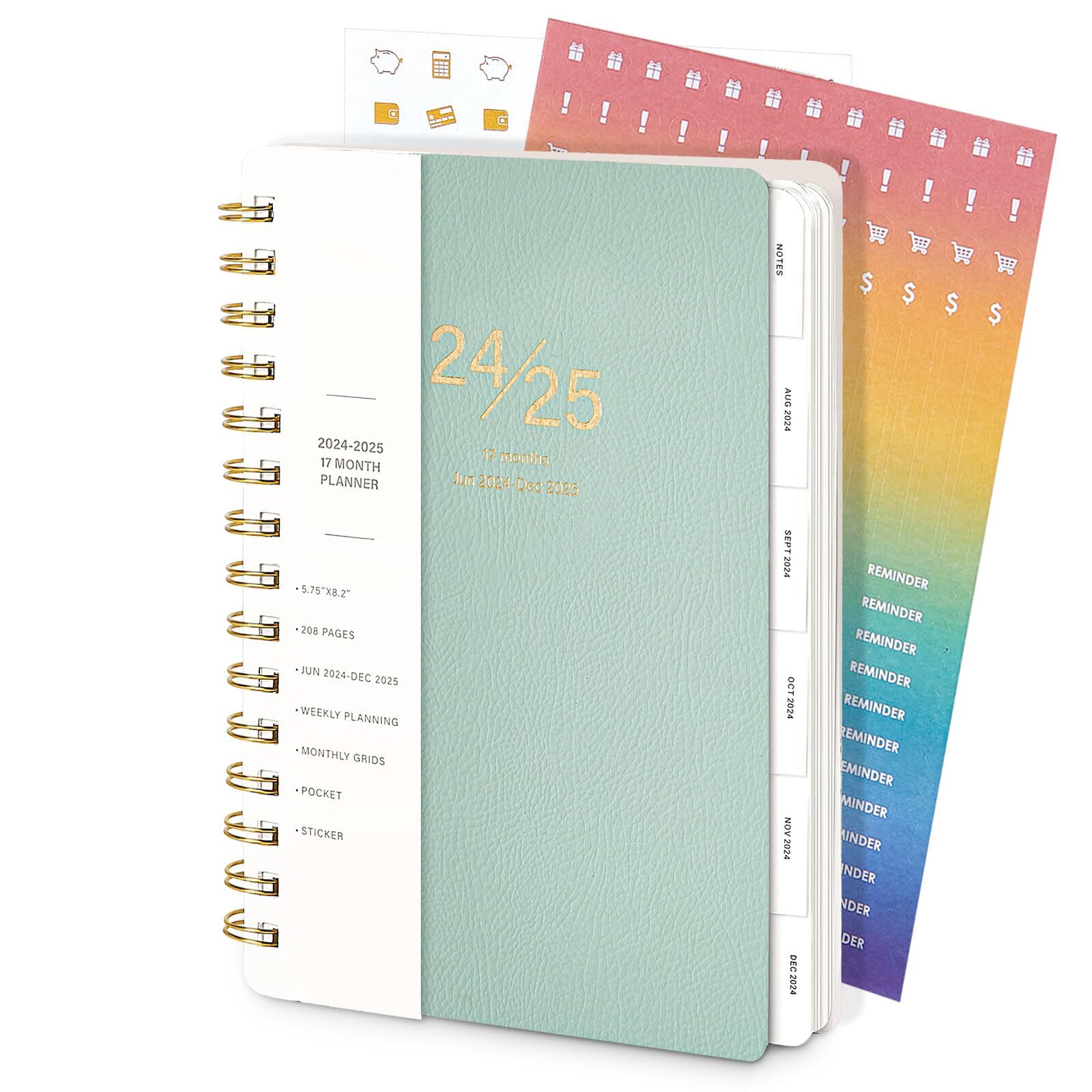 TSFPapier Planner 2024-2025 for Women Men Spiral Notebook A5 Monthly Weekly C...