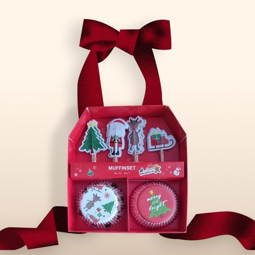 Backform Muffinförmchen Papierförmchen Muffinset Weihnachten Weihnachtsmann 24St - Bild 2 von 3