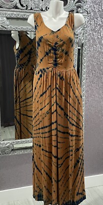 Young Fabulous & Broke Brown Blue Tie Dye Maxi Dress Pockets Size M NWT |  eBay