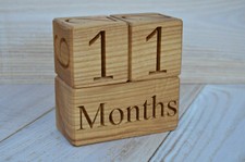 Wood Baby Age Blocks Baby Shower Birthday Gift Photo Prop Maternity Blocks