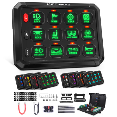 RGB 12 Gang Switch Panel ON/OFF LED Light Bar Electronic Relay System Marine Boa