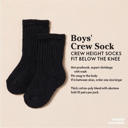 10 Pairs Multi-Color Cotton Crew Socks for Boys - Ultimate Comfort & Fit - Picture 4 of 6