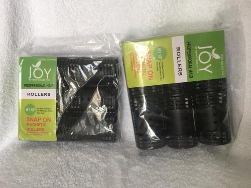 2-Pack Joy Professional Hair Rollers Snap On Magnetic 1 1/2" Black (6CT Each) - Picture 5 of 8