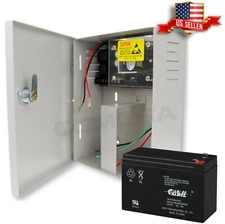  Access Control DC Power Supply 5 amp with delay and batterry 12 / 7. Gabinet 