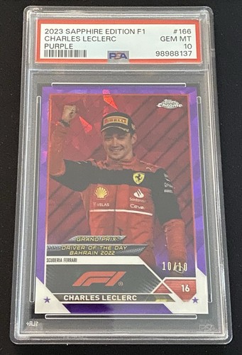 2023 Topps Chrome F1 Sapphire #166 Charles Leclerc Purple 10/10 PSA 10 eBay 1/1