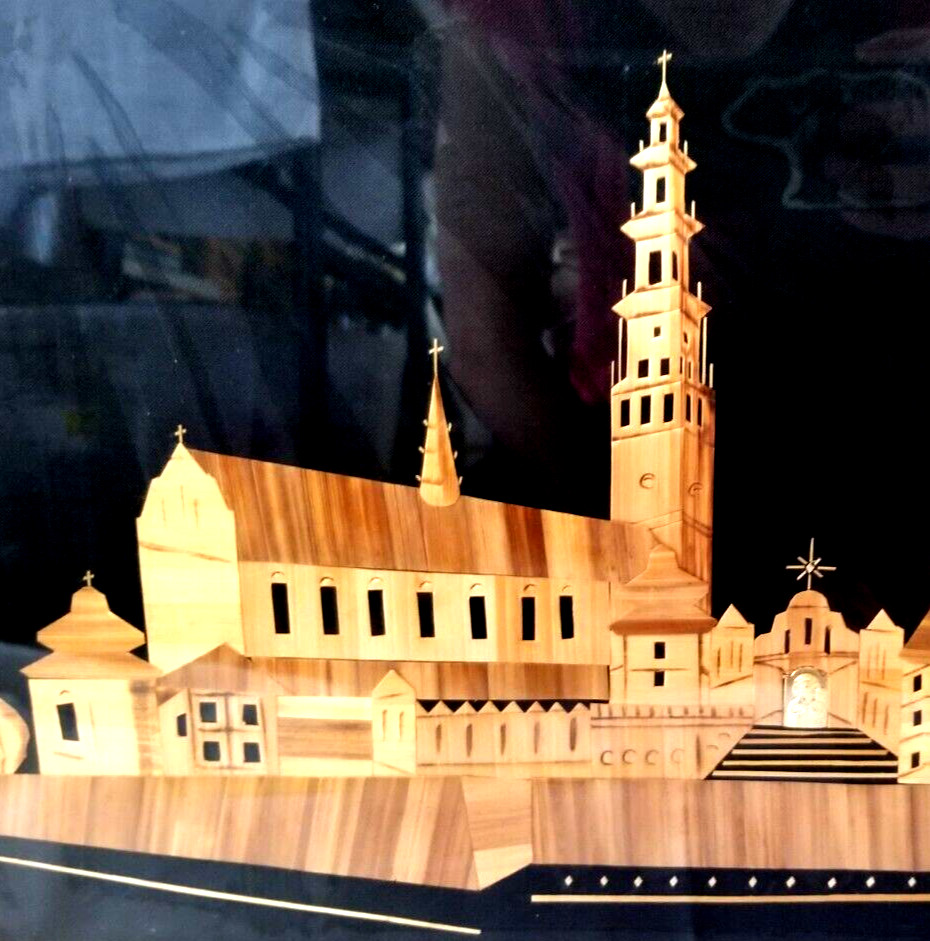 Jasna Góra Monastery Częstochowa Poland Frame Marquetry Wood Silhouette 13 x 19"