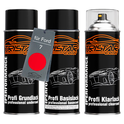 Autolack Spraydosen Set für Ford 7 Coca Cola Red Grund Basislack Klarlack
