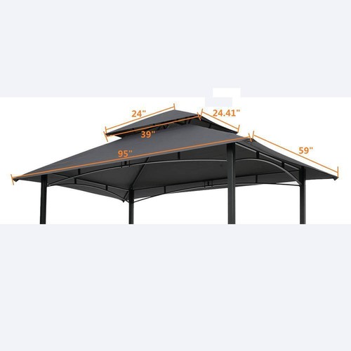 Unbranded Gazebo Top Replacement 95"x59"x27" Gray Canopy Only Rectangle Outdoor - Picture 3 of 3