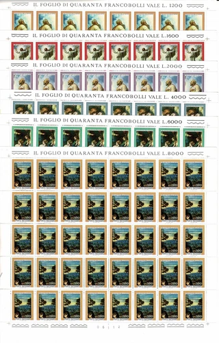 1976 Vatican The 'Transfiguration' Di Raphael - 6 Sheets Of 40 V. MNH MF101207