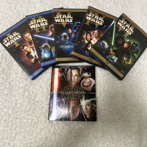 Star Wars💫 Lot 7 DVS + 2 Blu-ray Star Wars Episode☄️ 1 2 4 5 6 + Awakens 🚀DEAL