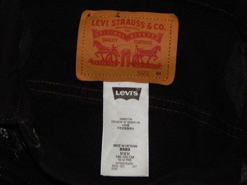 LEVI'S Kids Boys "Stitched Icons" Black Denim Trucker Jacket Size Medium (10-12) - Picture 3 of 7