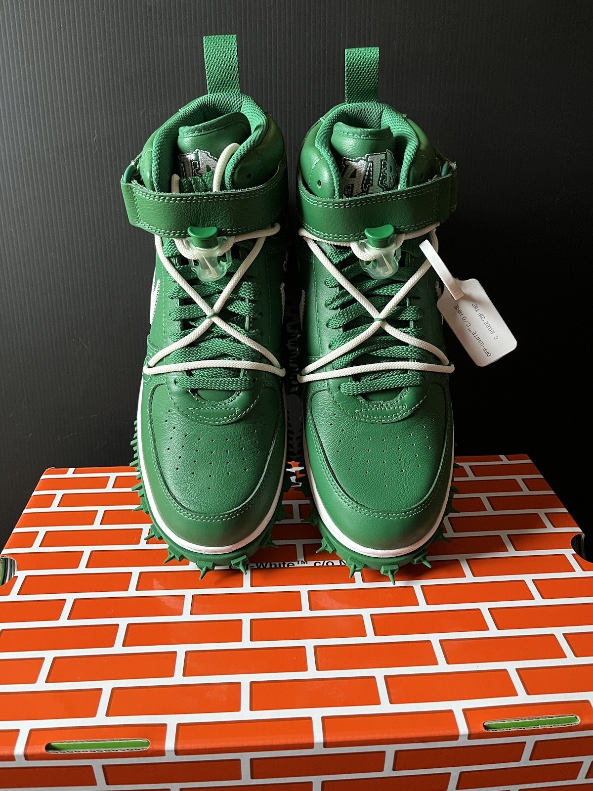 OFF WHITE X NIKE Nike Air Force 1 Mid SP pelle x bianco sporco verde pino M9.5 W11