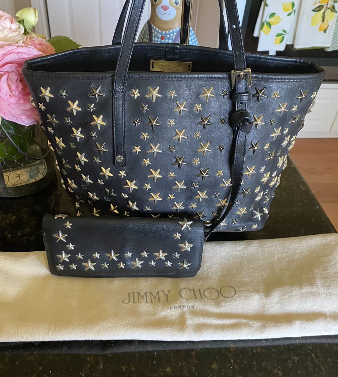 Authentic Jimmy Choo Star Tote Bag & Wallet With Dust Bag EUC Purse P37