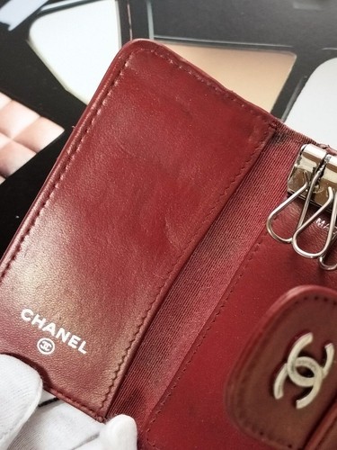 CHANEL 6 ring Key Case Matelasse Coco Mark Lambskin Leather Red France Auth - Picture 15 of 19