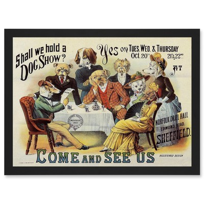 Werbung Hundeausstellung Haustier lustig cool Sheffield Vintage UK gerahmt A4 Wandkunstdruck