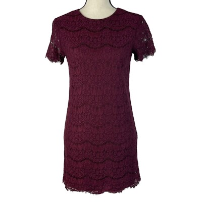 lulus take me to brunch dress X-Small Lace Shift Mini Rounded Neck Burgundy Iron Low Heat blue cocktail dress S / FOREST GREEN SIZE:USA 16 / EU 46 / UK 18
