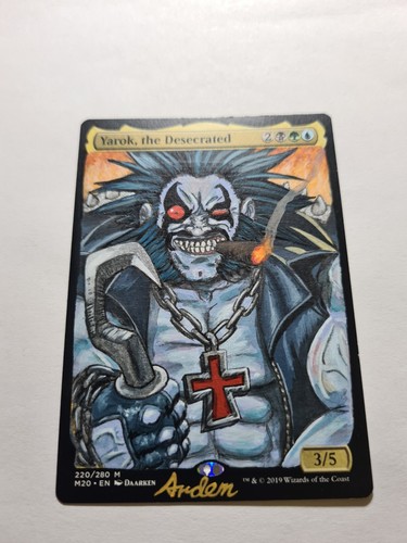 YAROK, THE DESECRATED LOBO DC COMIC MAGIC ALTERED ART HAND PAINT BY DEMIAN SOLIS - Picture 5 of 12