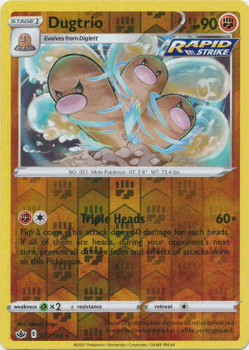 Pokemon -   Dugtrio 077/198  - Reverse Holo - Chilling Reign - NM/M