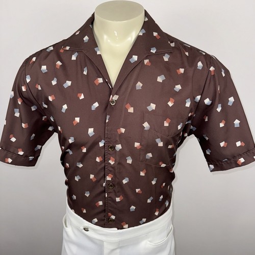 Vtg 60s 70s Spire Shirt Mens Disco Saturday Night Fever Rat Pack Las Vegas LARGE - Picture 2 of 12