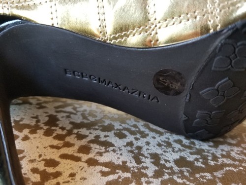 BCBGMAXAZRIA Round Toe Bronze Gold Pumps with Black Tie Bow Size 6.5 - Picture 10 of 10