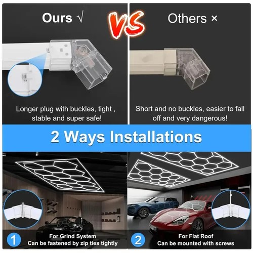 14 Hexagon LED Lighting Car Detail Garage Workshop Gym Honeycomb Lights 6500K - Picture 4 of 17