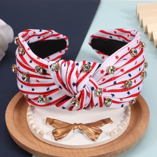 American Flag Knotted Headband USA Patriotic Independence Day Stars Color 10 - Picture 4 of 5