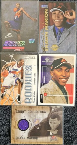 Shawn Marion 5 Card Rookie/Game Used Jersey Card lot Phoenix Suns NBA Basketball